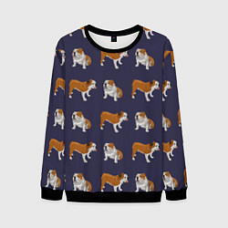 Свитшот мужской Английские бульдоги паттерн, цвет: 3D-черный