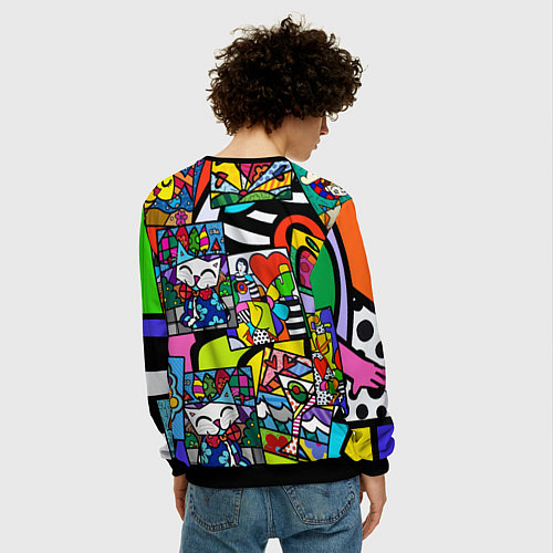 Мужской свитшот Romero Britto - emoji / 3D-Черный – фото 4