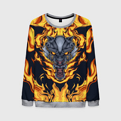 Свитшот мужской Маска тигра в огне, цвет: 3D-меланж
