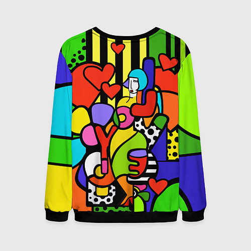 Мужской свитшот Romero Britto - love you / 3D-Черный – фото 2