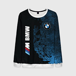 Свитшот мужской BMW M Series Синий Гранж, цвет: 3D-белый