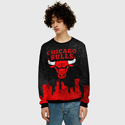 Свитшот мужской Chicago Bulls, Чикаго Буллз Город, цвет: 3D-черный — фото 2