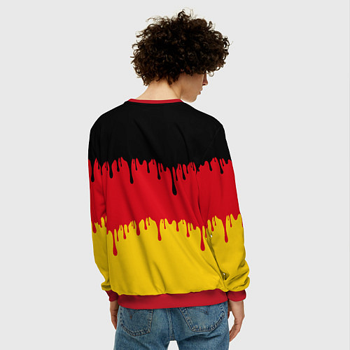 Мужской свитшот Флаг Германии потёки / 3D-Красный – фото 4