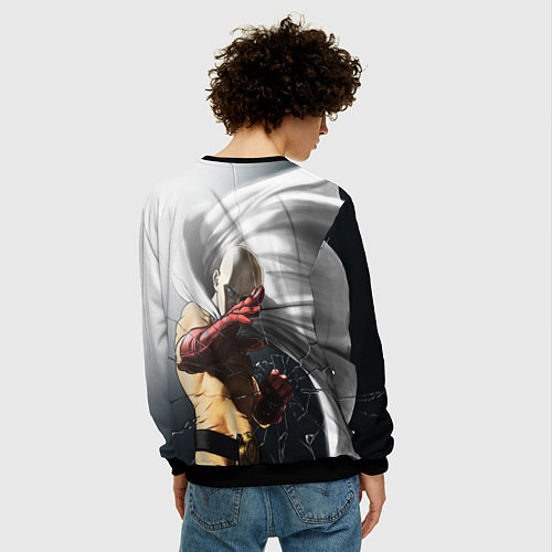 Мужской свитшот One Punch Man - Сайтама / 3D-Черный – фото 4