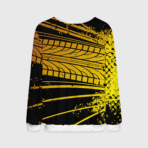 Мужской свитшот Lamborghini - Следы от шин / 3D-Белый – фото 2