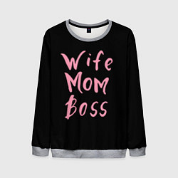 Свитшот мужской Wife Mom Boss, цвет: 3D-меланж