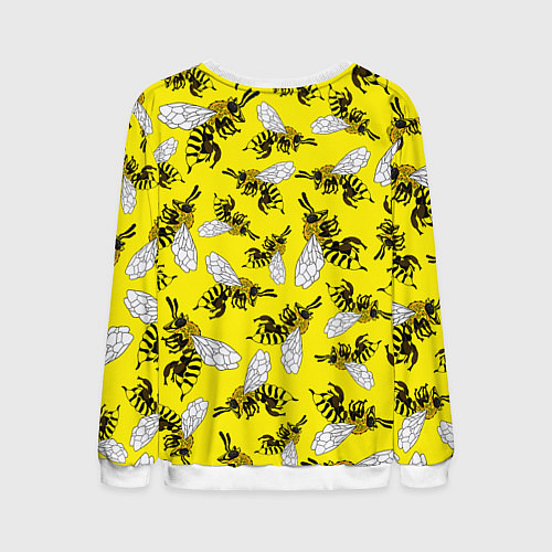 Мужской свитшот Пчелы на желтом / 3D-Белый – фото 2