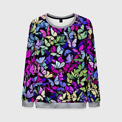 Свитшот мужской Витражные бабочки, цвет: 3D-меланж