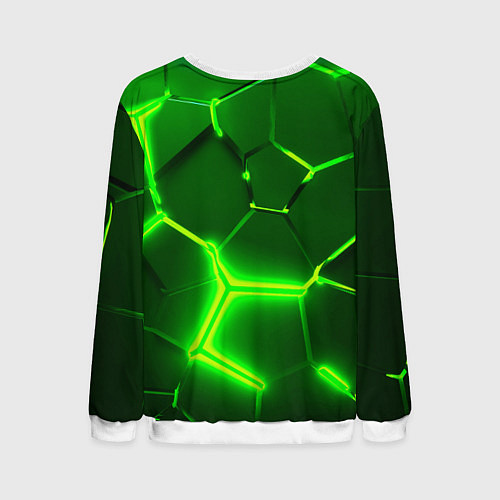 Мужской свитшот 3D ПЛИТЫ НЕОН NEON GREEN HEXAGON РАЗЛОМ / 3D-Белый – фото 2