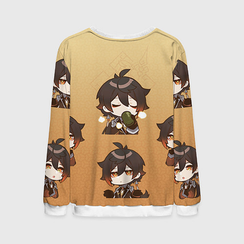Мужской свитшот Zhongli Chibi Genshin / 3D-Белый – фото 2