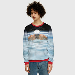 Свитшот мужской Плавание Пловец, цвет: 3D-красный — фото 2