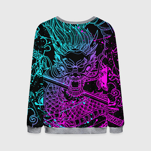 Мужской свитшот СЯО ГЕНШИН ИМПАКТ НЕОНОВЫЙ ДРАКОН / 3D-Меланж – фото 2