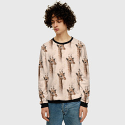 Свитшот мужской Голова жирафа паттерн, цвет: 3D-черный — фото 2