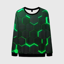 Свитшот мужской Неоновые соты - Green, цвет: 3D-черный