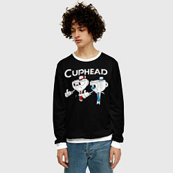 Свитшот мужской Cuphead грозные ребята из Криминального чтива, цвет: 3D-белый — фото 2