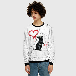 Свитшот мужской BANKSY БЭНКСИ крыса, цвет: 3D-черный — фото 2