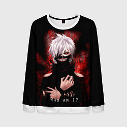 Свитшот мужской Tokyo Ghoul Токийский Гуль Who am I, цвет: 3D-белый