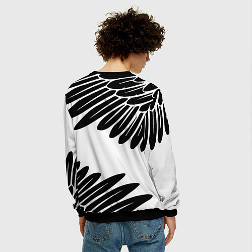 Мужской свитшот ГЕРБ РОССИИ КРЫЛЬЯ СВОБОДЫ / 3D-Черный – фото 4