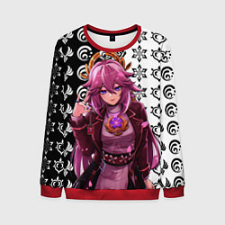 Свитшот мужской Яэ Мико прекрасная Геншин Импакт, цвет: 3D-красный