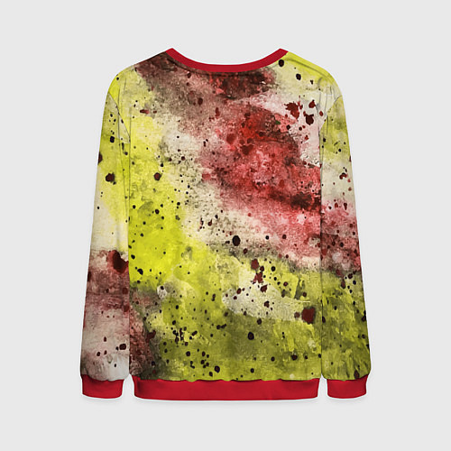 Мужской свитшот Абстракция Гранж Желтый и бордовый / 3D-Красный – фото 2