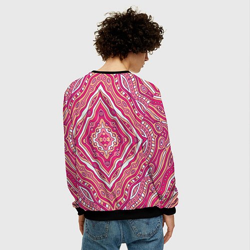 Мужской свитшот Абстракция Узор розового цвета / 3D-Черный – фото 4