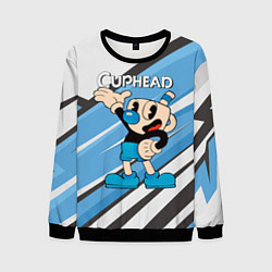 Свитшот мужской Cuphead синяя чашечка, цвет: 3D-черный