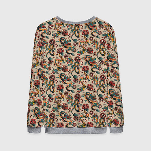 Мужской свитшот ДРАКОН И РОЗА / 3D-Меланж – фото 2