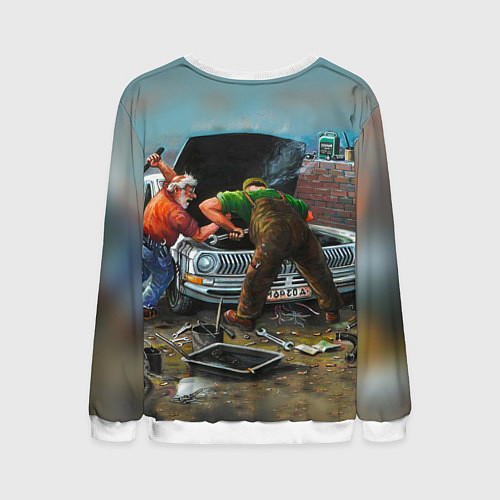 Мужской свитшот Руки в масле, шея в мыле / 3D-Белый – фото 2