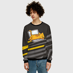 Свитшот мужской Котик лежит на ноутбуке, цвет: 3D-черный — фото 2