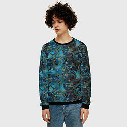 Свитшот мужской Blue Abstract Узоры, цвет: 3D-черный — фото 2