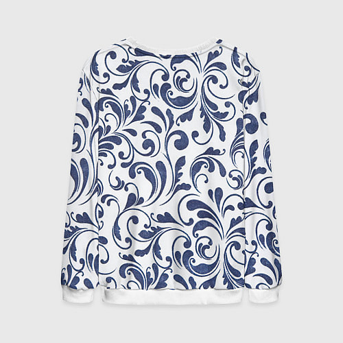 Мужской свитшот Гжелевый рисунок / 3D-Белый – фото 2