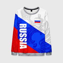 Свитшот мужской RUSSIA - SPORTWEAR - ТРИКОЛОР, цвет: 3D-меланж