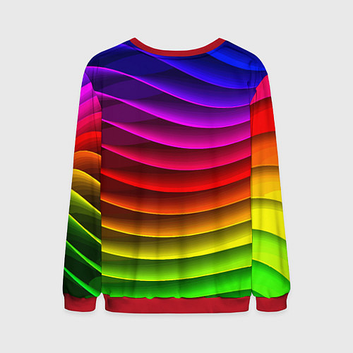 Мужской свитшот Color line neon pattern Abstraction Summer 2023 / 3D-Красный – фото 2