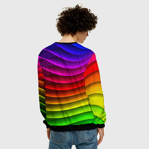 Мужской свитшот Color line neon pattern Abstraction Summer 2023 / 3D-Черный – фото 4