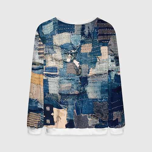 Мужской свитшот Patchwork Jeans Осень Зима 2023 / 3D-Белый – фото 2