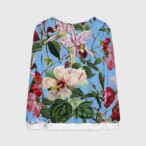 Мужской свитшот Цветы Сине-Цветочный Букет / 3D-Белый – фото 2