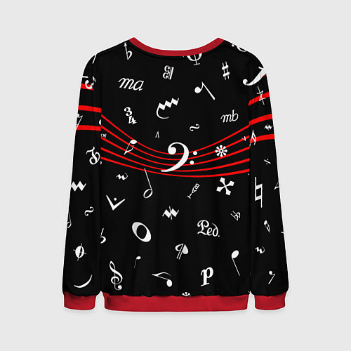 Мужской свитшот Нотные Знаки с Нотным Станом / 3D-Красный – фото 2