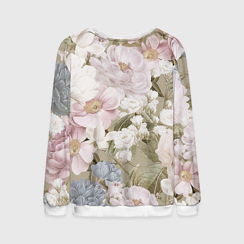 Мужской свитшот Цветы Английский Садовый Узор / 3D-Белый – фото 2