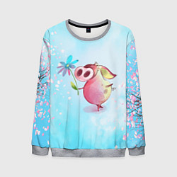 Мужской свитшот Милый поросенок с цветами