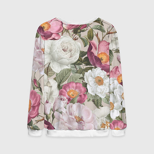 Мужской свитшот Цветы Розовый Сад Пион и Роз / 3D-Белый – фото 2