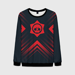 Свитшот мужской Красный Символ Brawl Stars на темном фоне со стрел, цвет: 3D-черный