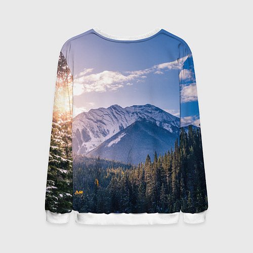 Мужской свитшот Горы Лес Солнце / 3D-Белый – фото 2