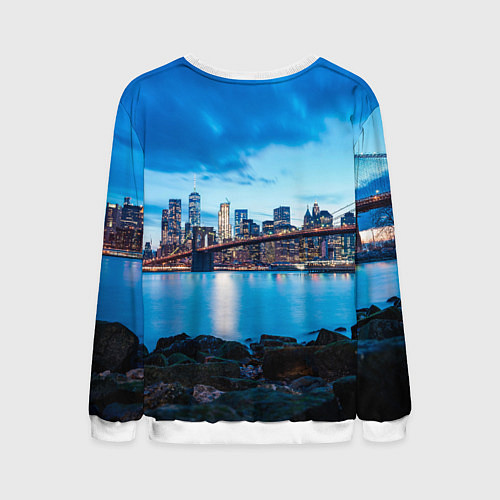 Мужской свитшот Закат в мегаполисе / 3D-Белый – фото 2