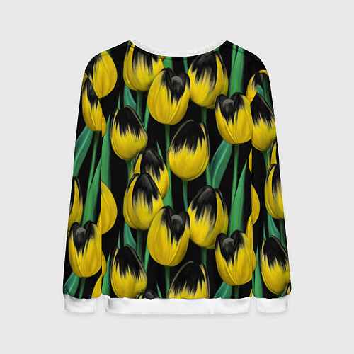 Мужской свитшот Цветы Желтые Тюльпаны / 3D-Белый – фото 2