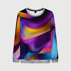 Свитшот мужской Абстрактная волновая композиция Неоновые полосы Ab, цвет: 3D-меланж