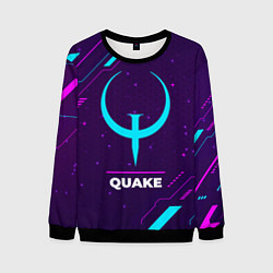 Мужской свитшот Символ Quake в неоновых цветах на темном фоне