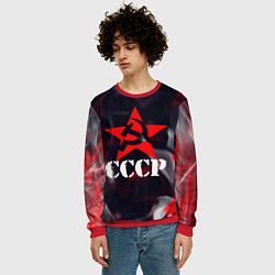 Свитшот мужской Ссср - серп и молот - звезда - пламя, цвет: 3D-красный — фото 2