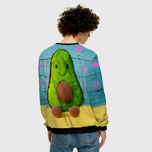 Мужской свитшот Avocado print / 3D-Черный – фото 4