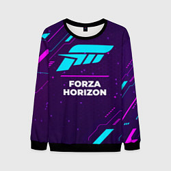 Свитшот мужской Символ Forza Horizon в неоновых цветах на темном ф, цвет: 3D-черный