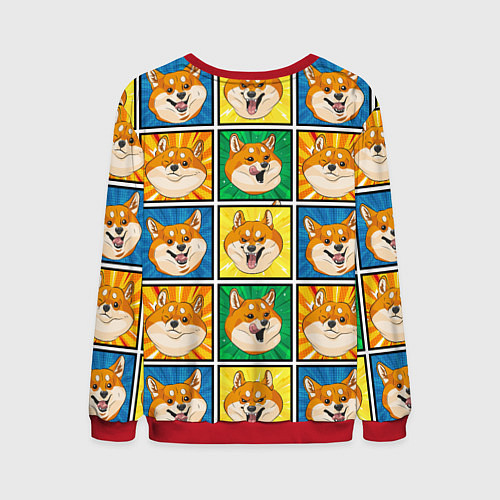 Мужской свитшот Pop art shiba inu / 3D-Красный – фото 2